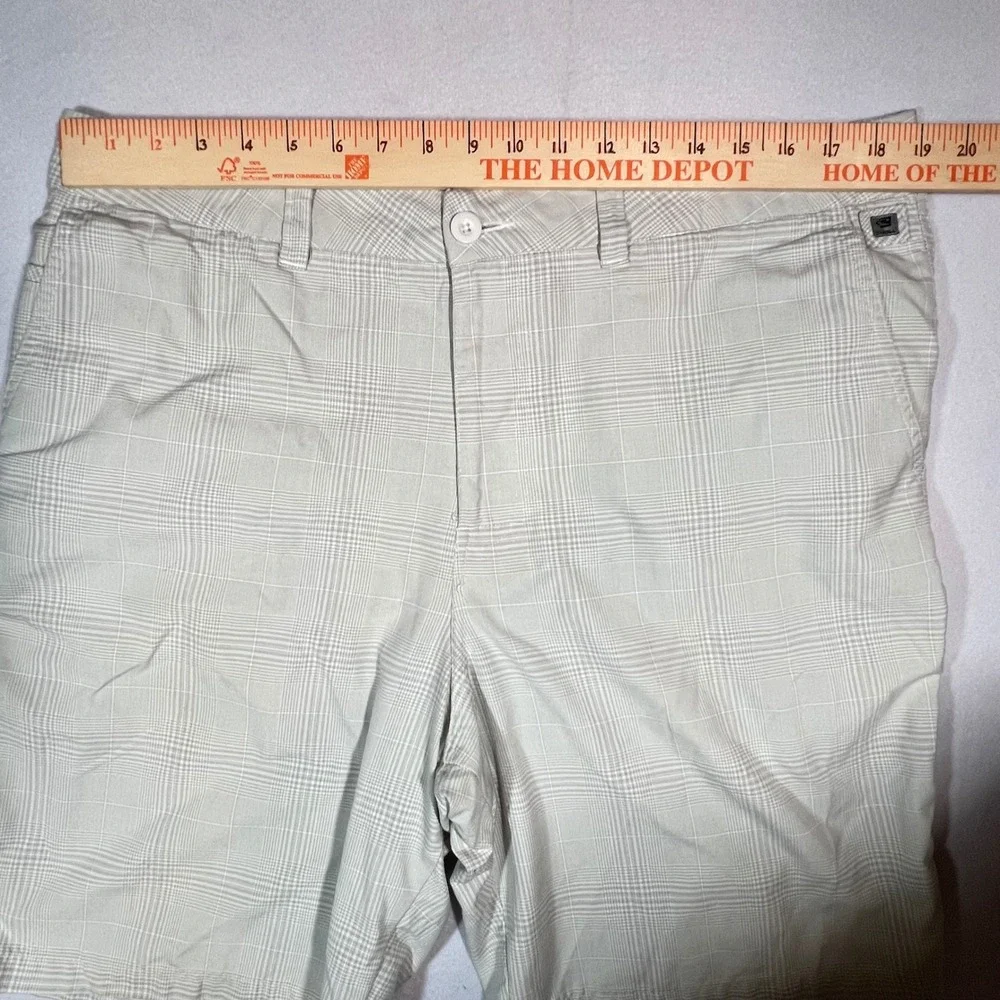 ONeill Mens Plaid Hybrid Walk Shorts Tan White Size 38 Casual Summer Surf